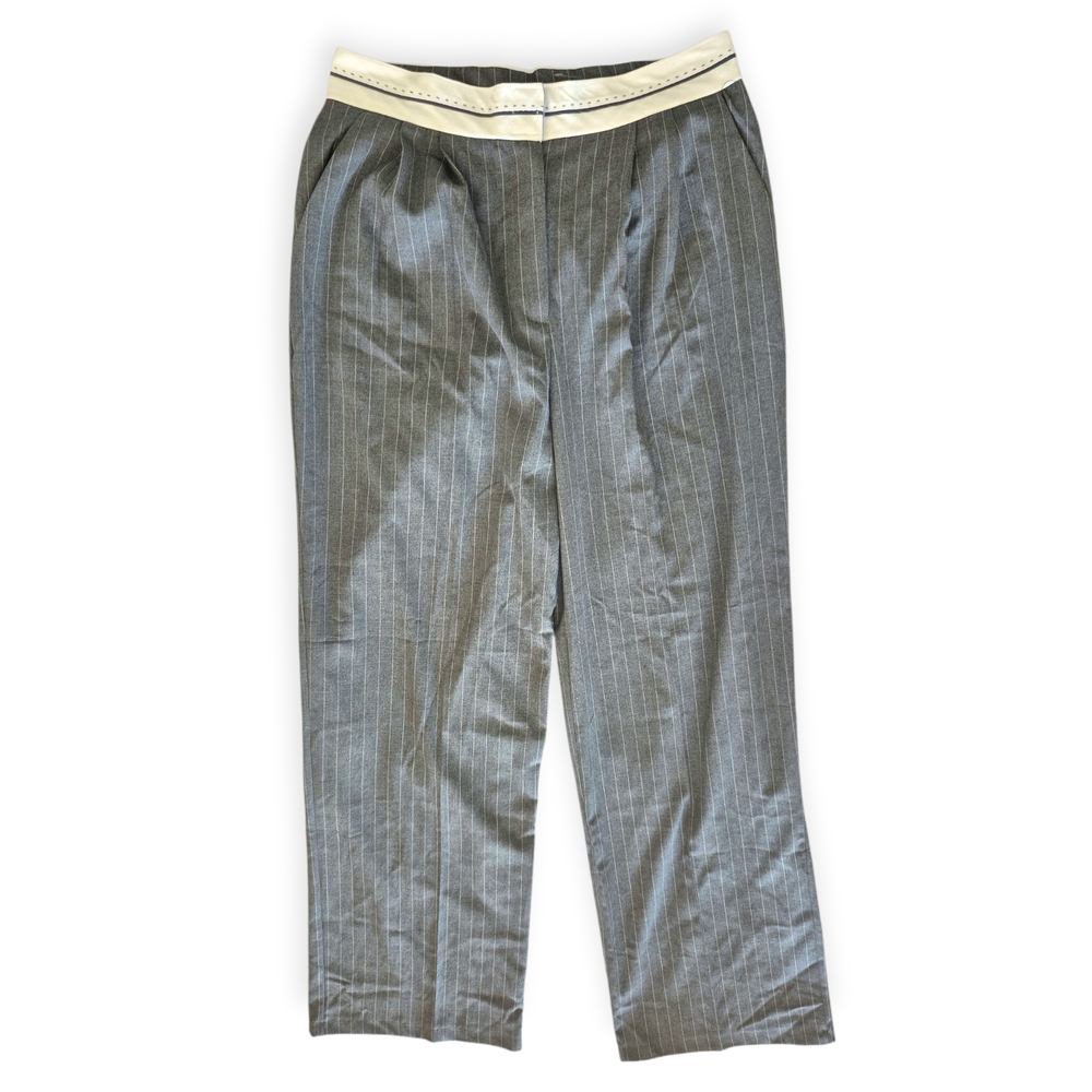 Galita Chic Gray Pinstripe Trouser With Velcro Closure Sz L - Picture 2 of 6